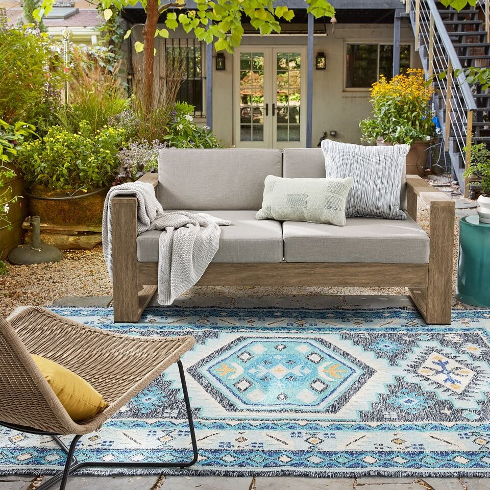 Portside Outdoor Sofa (191 cm) - Weathered Grey - West Elm Australia